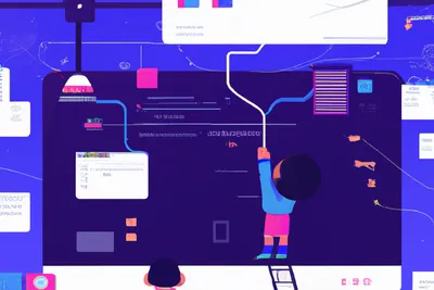 Illustration of people building a digital workspace